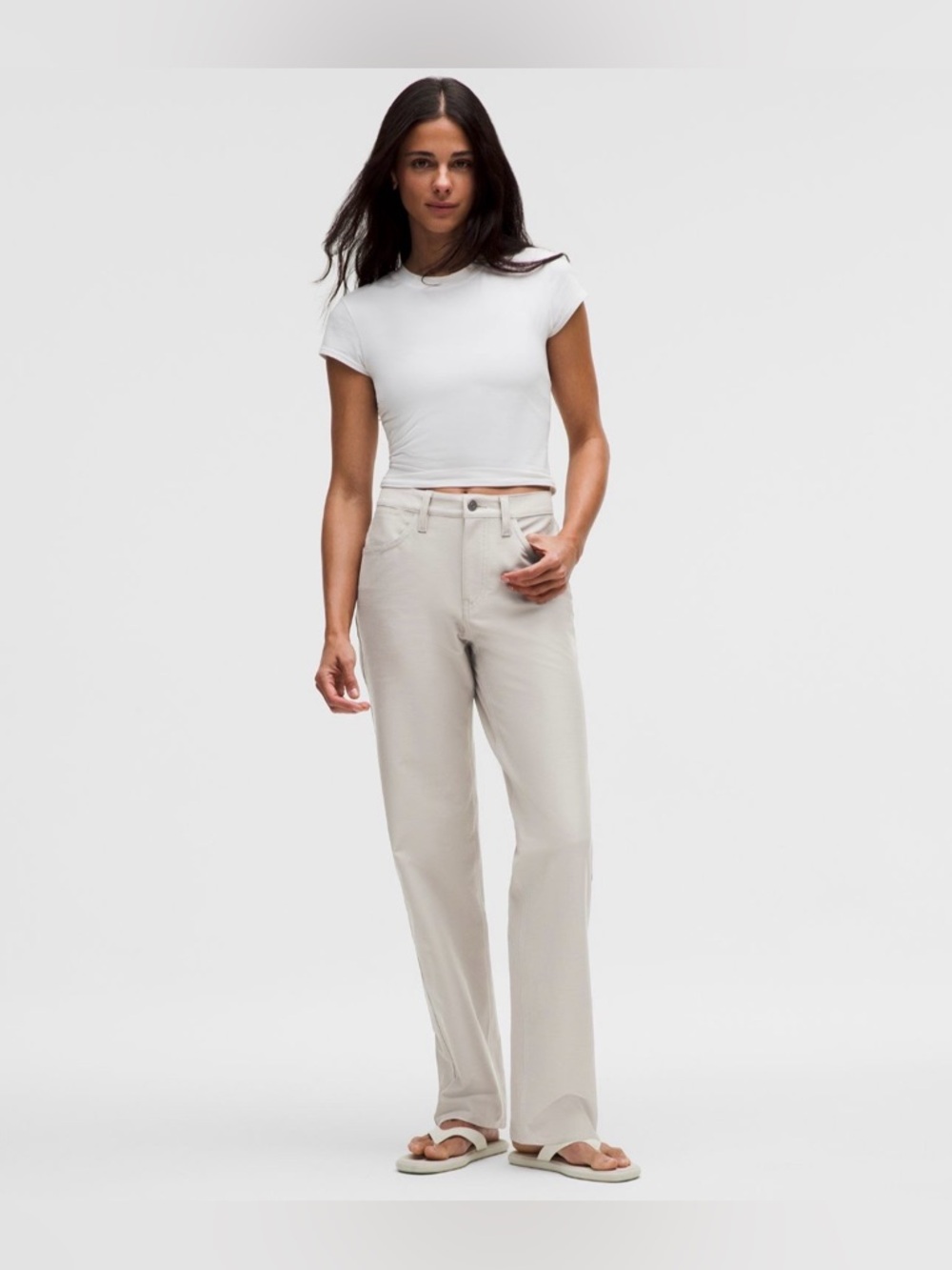 Lululemon EasyFive Mid-Rise Relaxed-Straight Pant Tall Downtown Tan (28) NWT.